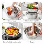 3 in 1 Multifunctional Stainless Steel Vegetable Grater and Slicer Basin Set